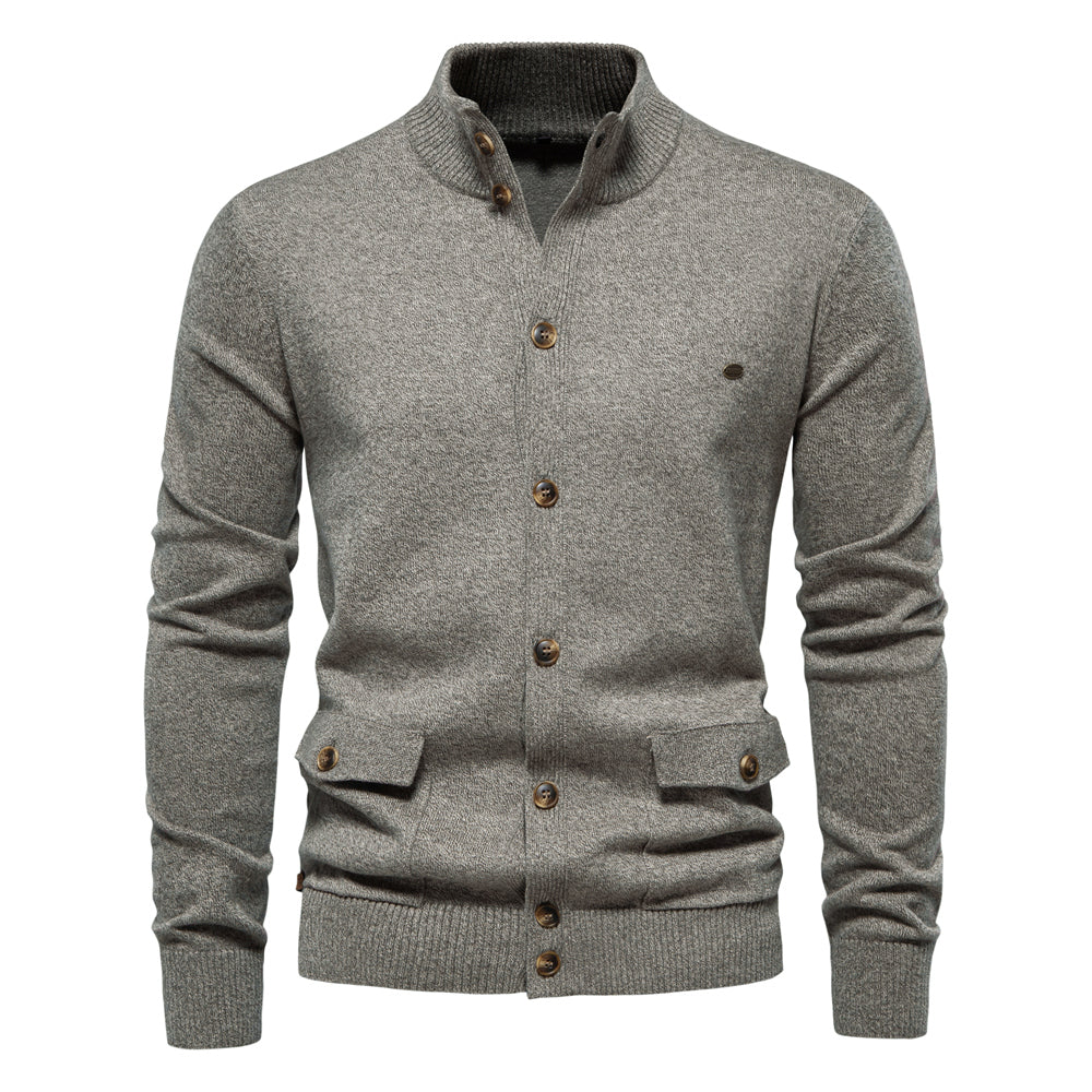High Quality Business Casual Solid Color Cardigan