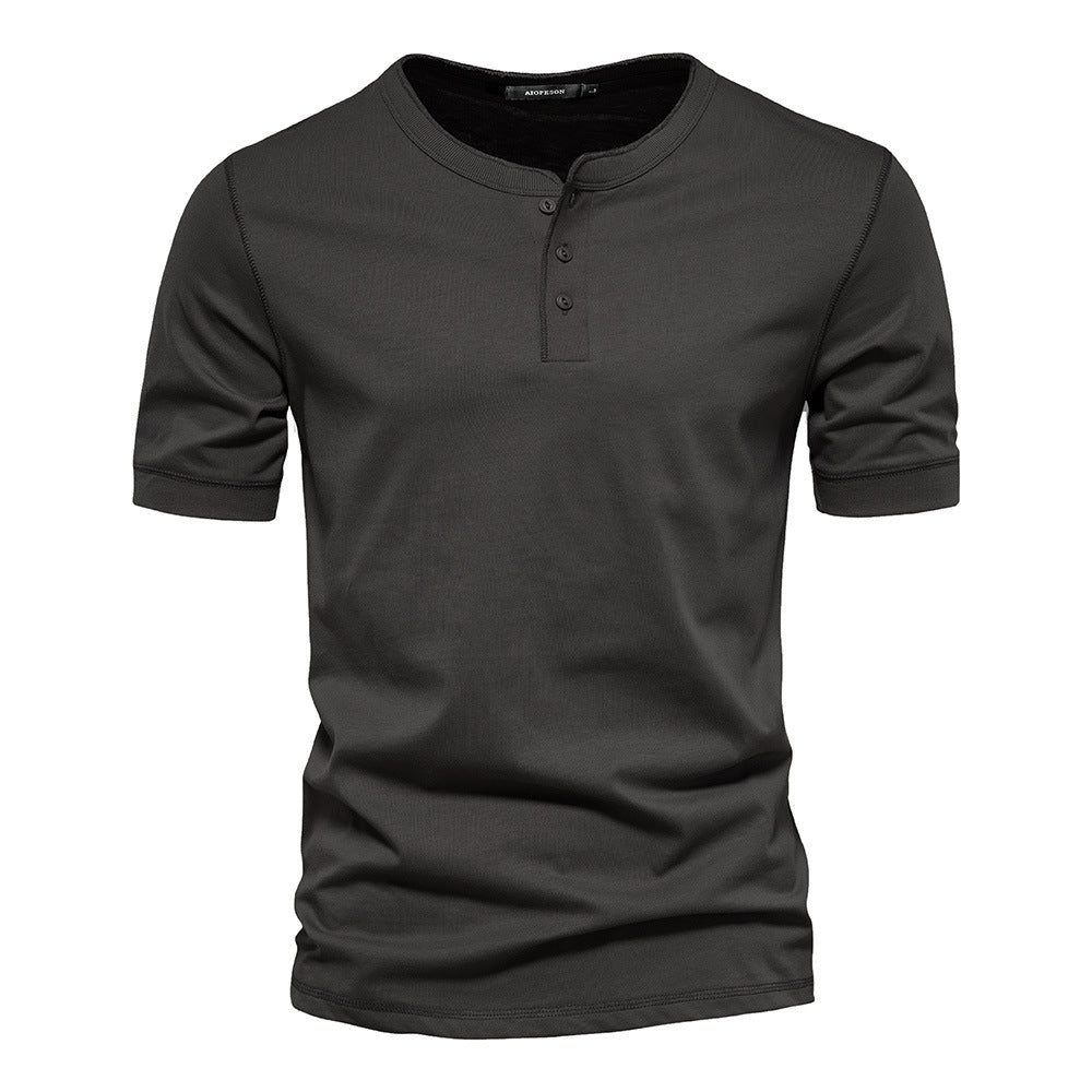 Mens Henley Short Sleeve Cotton Casual Shirt