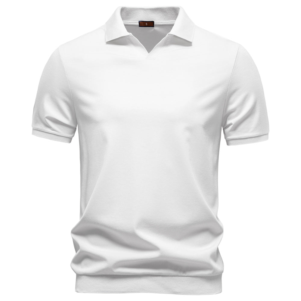 Men's Casual Tencel Spread Collar Polo Shirt