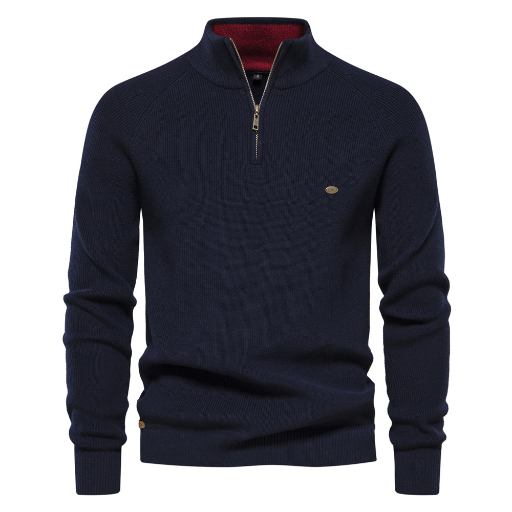 Men's Cotton Zipper Knit Sweater