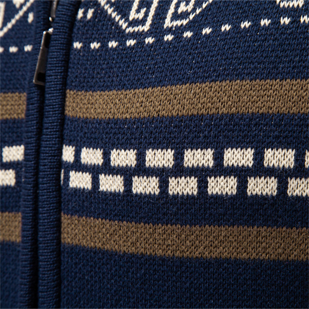 Men's Vintage Thickened Cotton Printed Cardigan