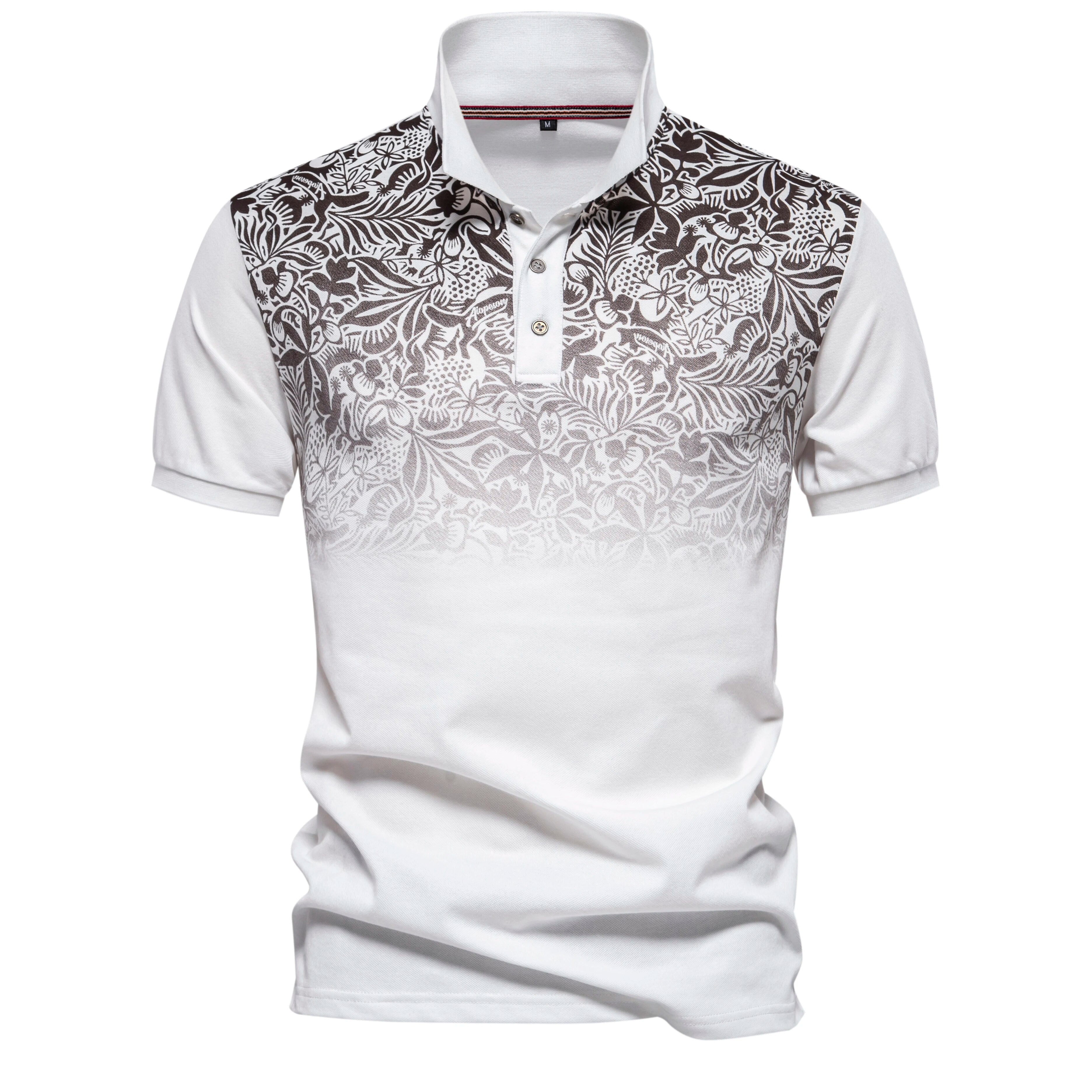 New Design Gradient Print Cotton Polo Shirt