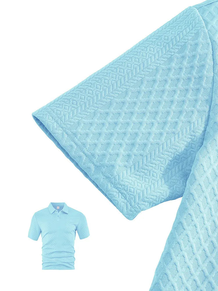 Textured Jacquard Polo Shirt and Shorts 2 Piece Set
