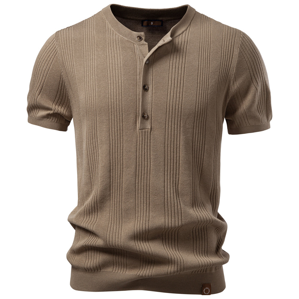 Men's Soft and Breathable Henley Collar T-shirt