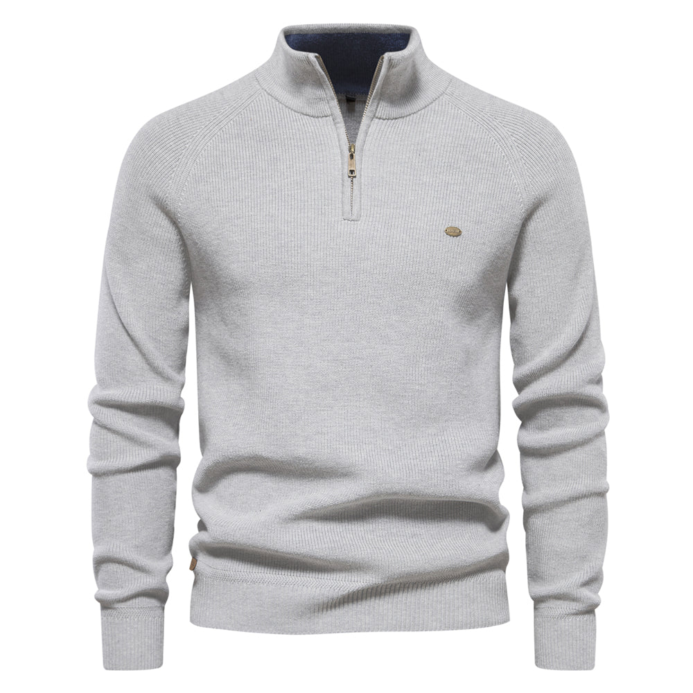 Men's Cotton Zipper Knit Sweater