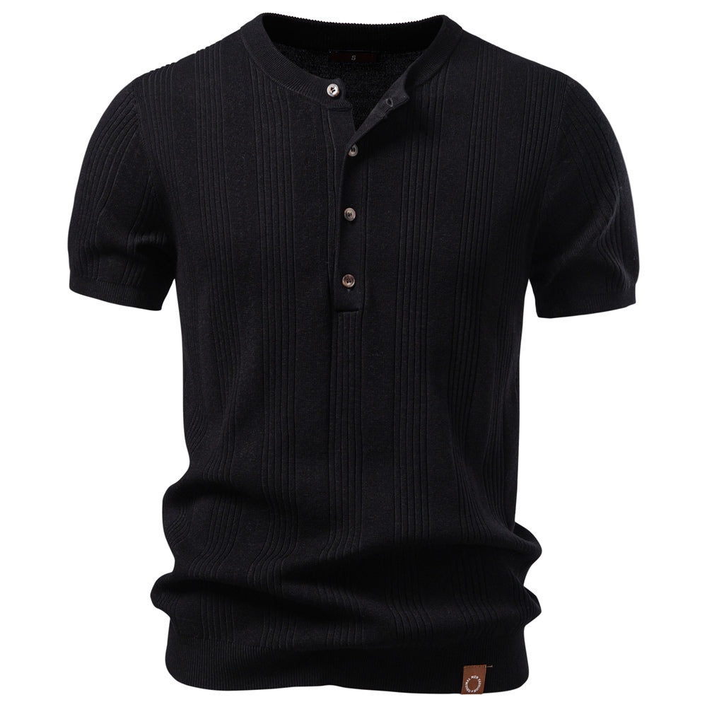 Men's Soft and Breathable Henley Collar T-shirt