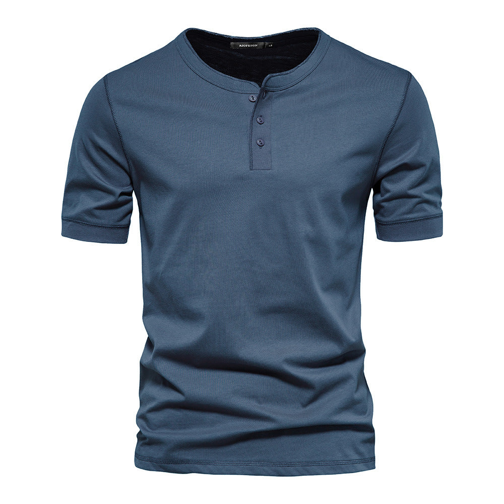 Mens Henley Short Sleeve Cotton Casual Shirt