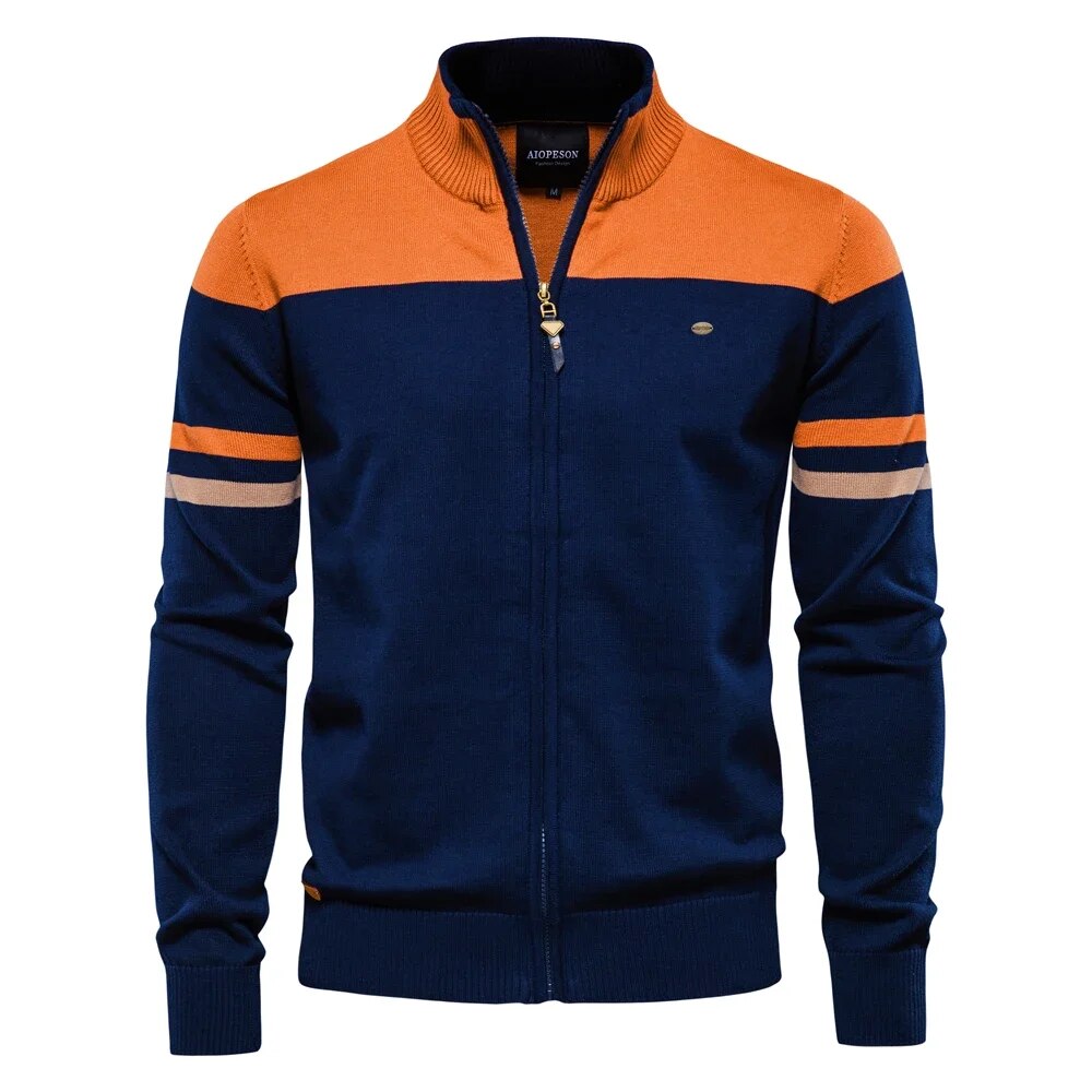Men's 100% Cotton Zipper Cardigan Sweater