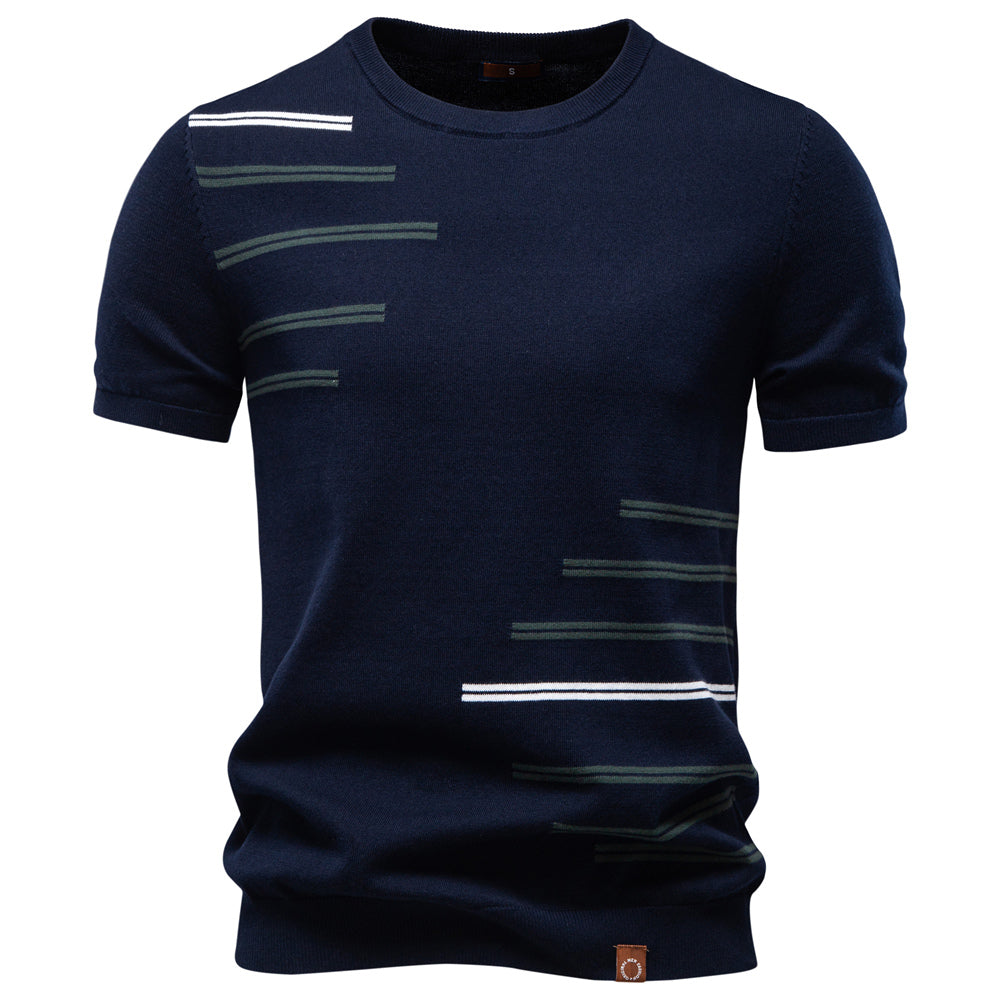 Modern Asymmetrical Stripe Knit Tee