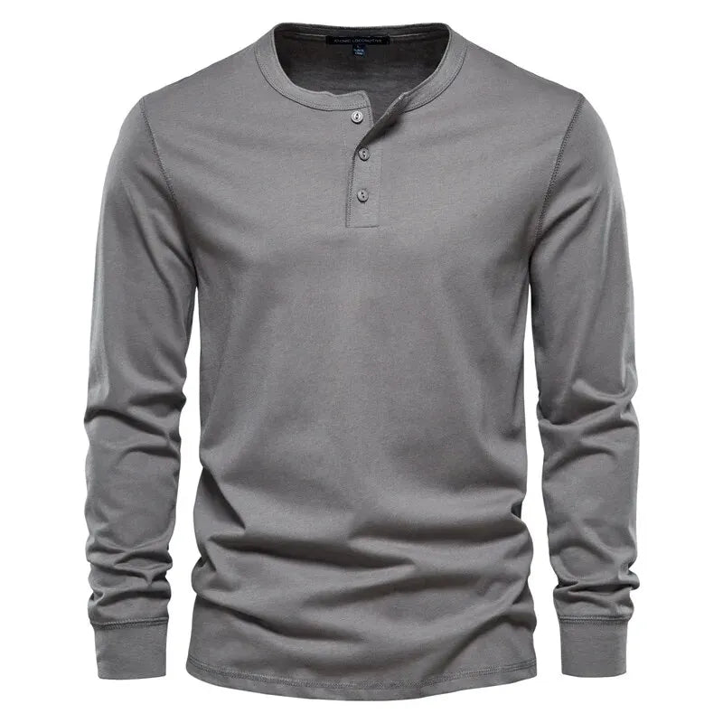 Men's Henley High Quality 100% Cotton T-Shirt