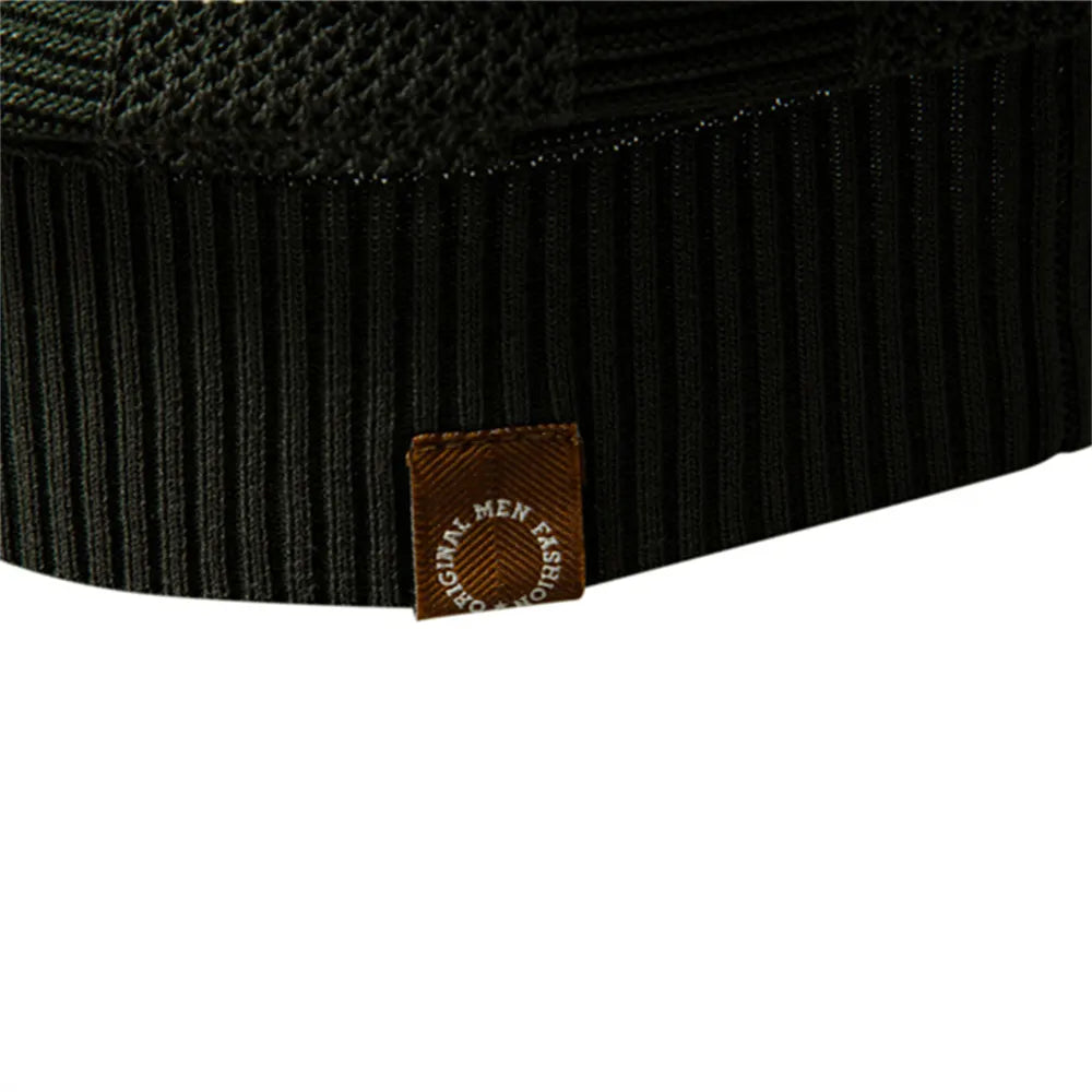 Men's Striped Hollow Knit Polo Shirt