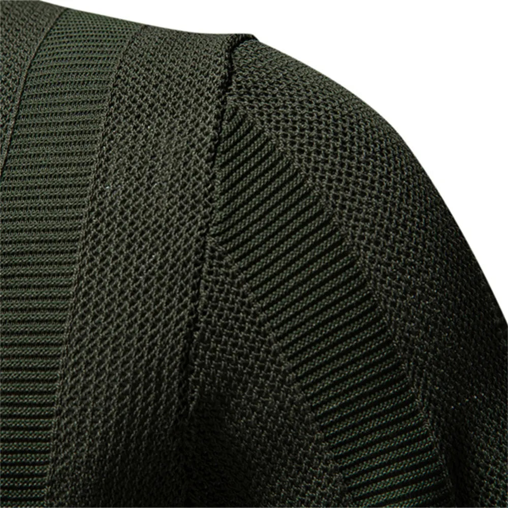 Men's Striped Hollow Knit Polo Shirt