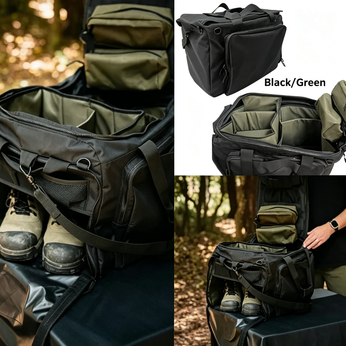 Large Multi-Compartment Outdoor Duffle Bag with Shoe Storage for Camping & Travel