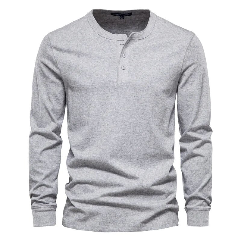 Men's Henley High Quality 100% Cotton T-Shirt