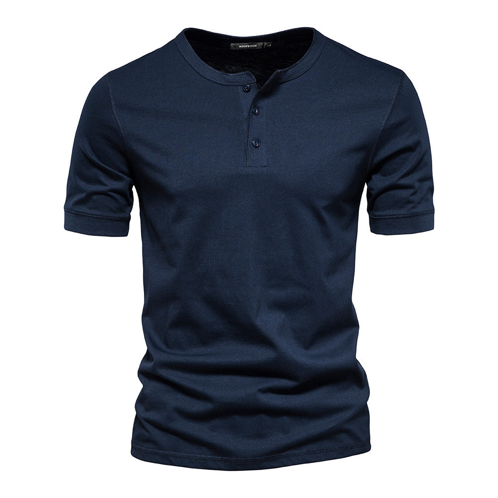 Mens Henley Short Sleeve Cotton Casual Shirt