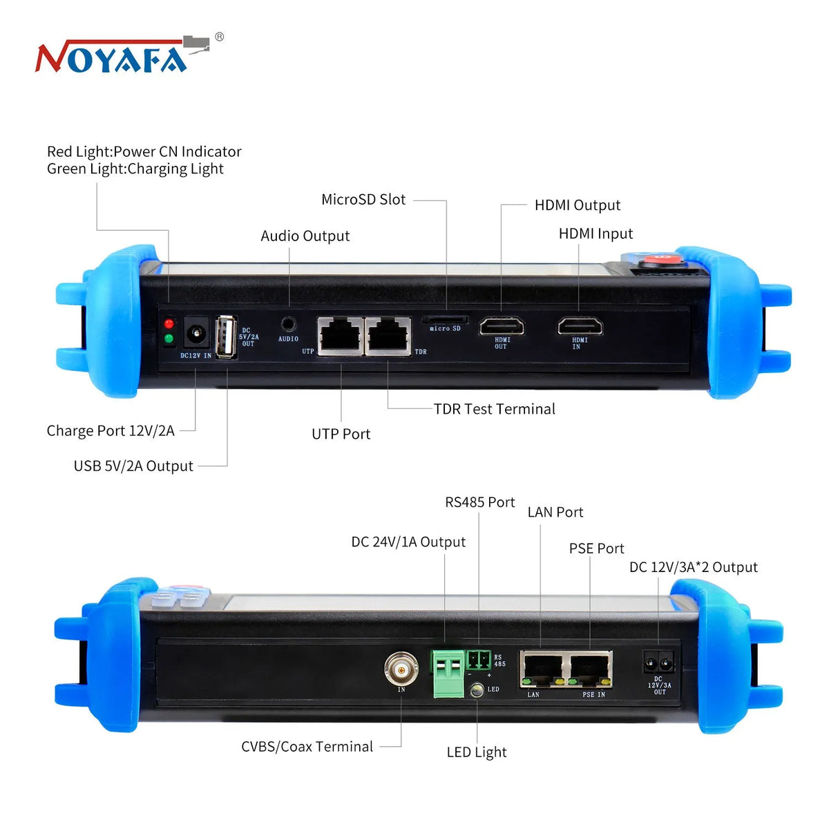 Noyafa NF-IPC722 Professional CCTV Tester & Network Analyzer – 7" Touchscreen, 4K Cameras & 30+ ONVIF & CVBS Protocols Support, PoE, TDR, and OPM Tools