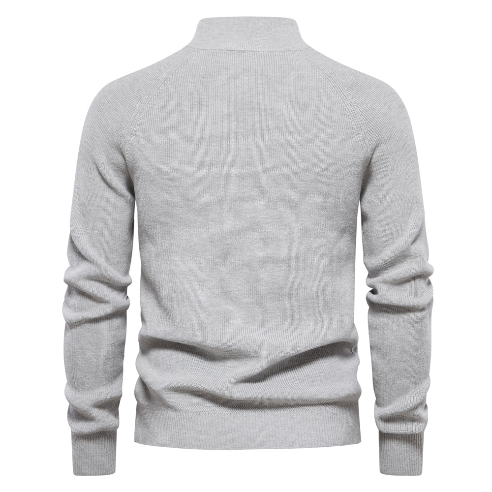 Men's Cotton Zipper Knit Sweater