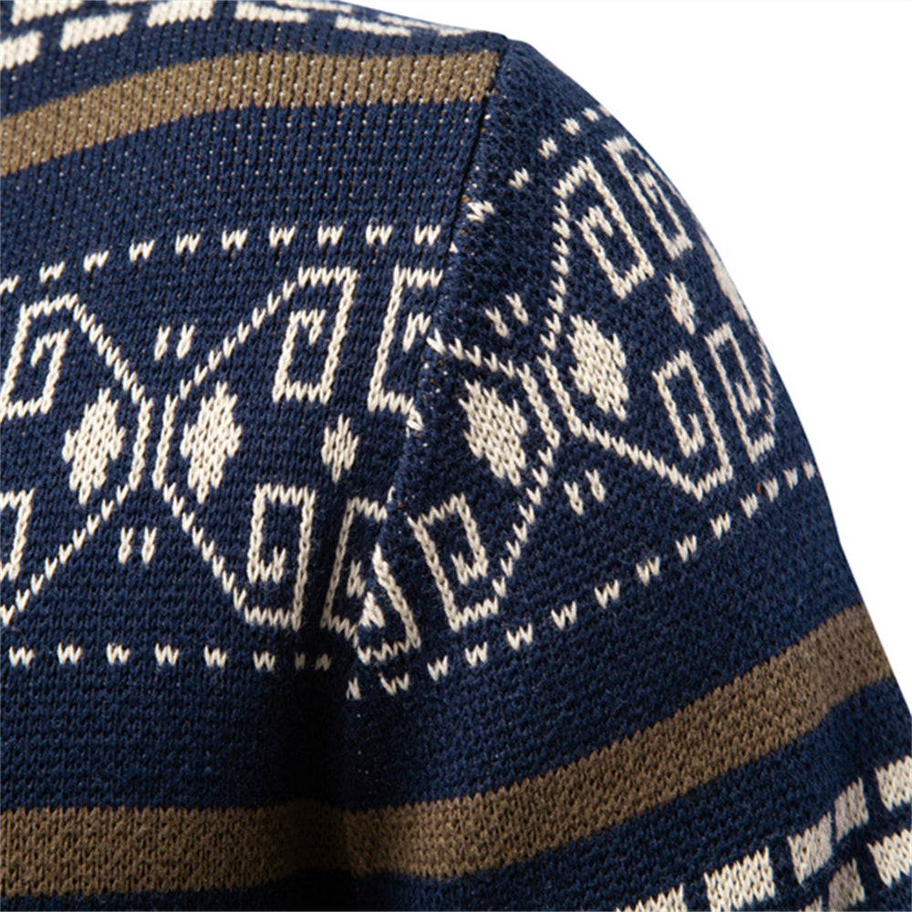 Men's Vintage Thickened Cotton Printed Cardigan