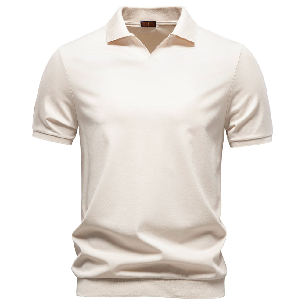 Men's Casual Tencel Spread Collar Polo Shirt