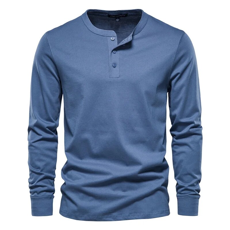 Men's Henley High Quality 100% Cotton T-Shirt