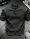 Men's Stand Collar Button Henley Shirt