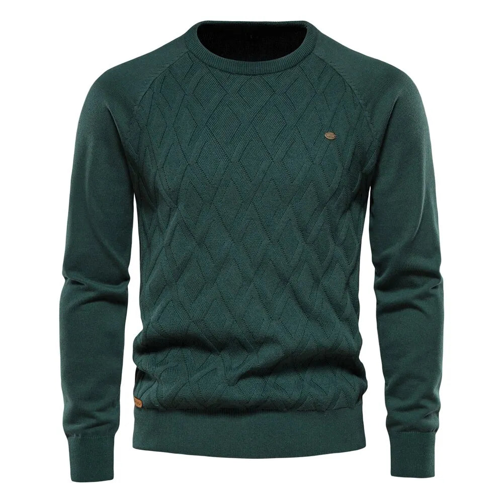 Men's Rhombus Solid Color Warm Sweater