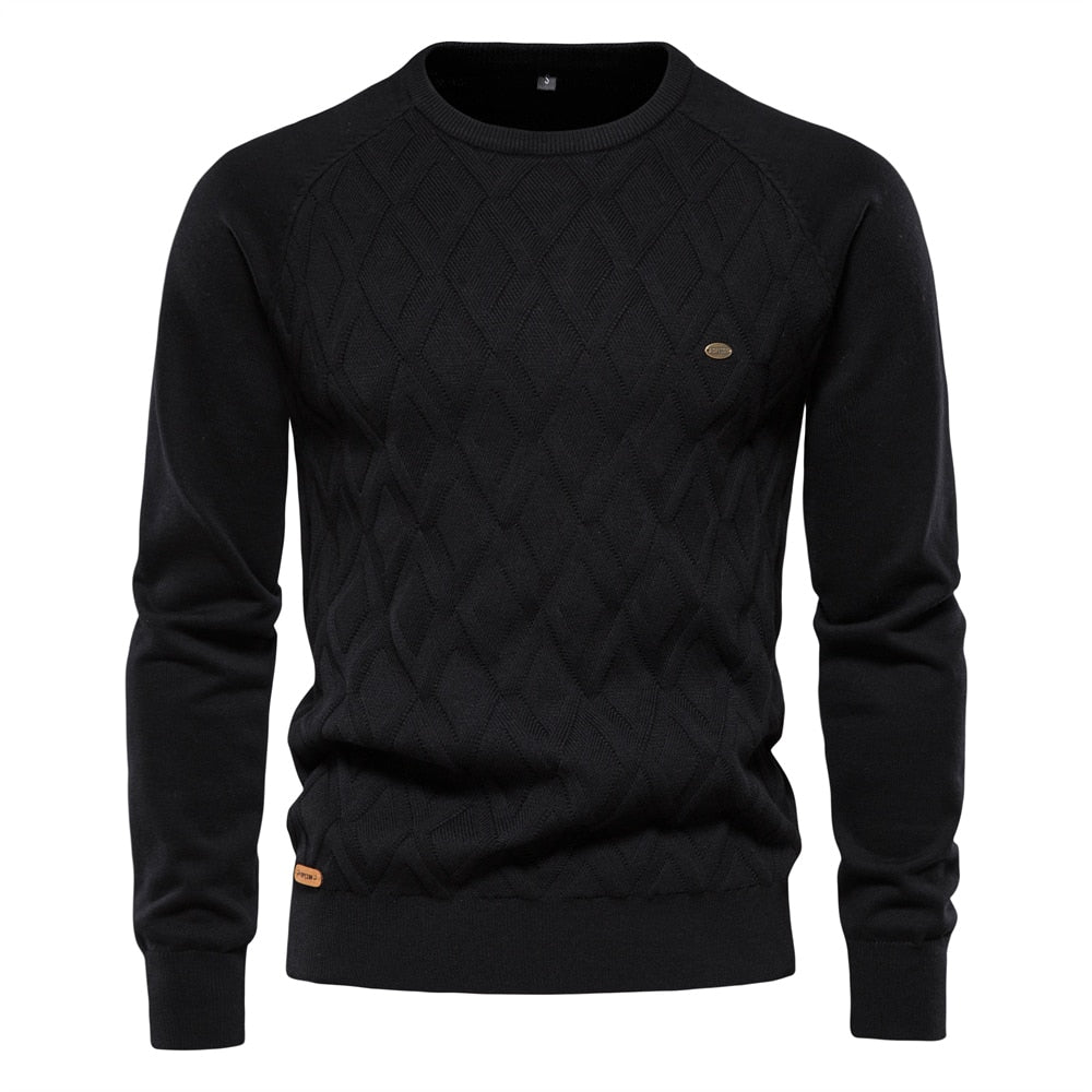 Men's Rhombus Solid Color Warm Sweater
