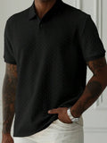 Men's Herringbone Short Sleeve Knit Polo Shirt