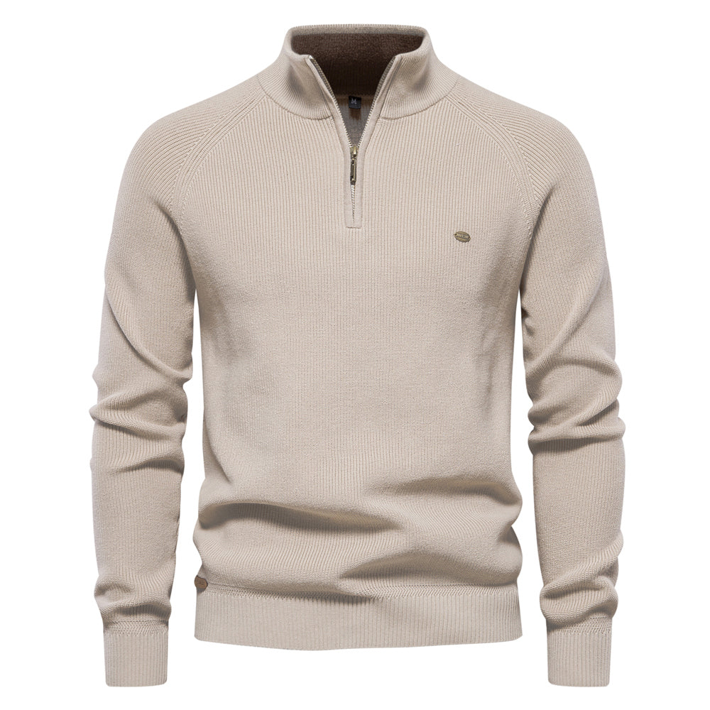 Men's Cotton Zipper Knit Sweater