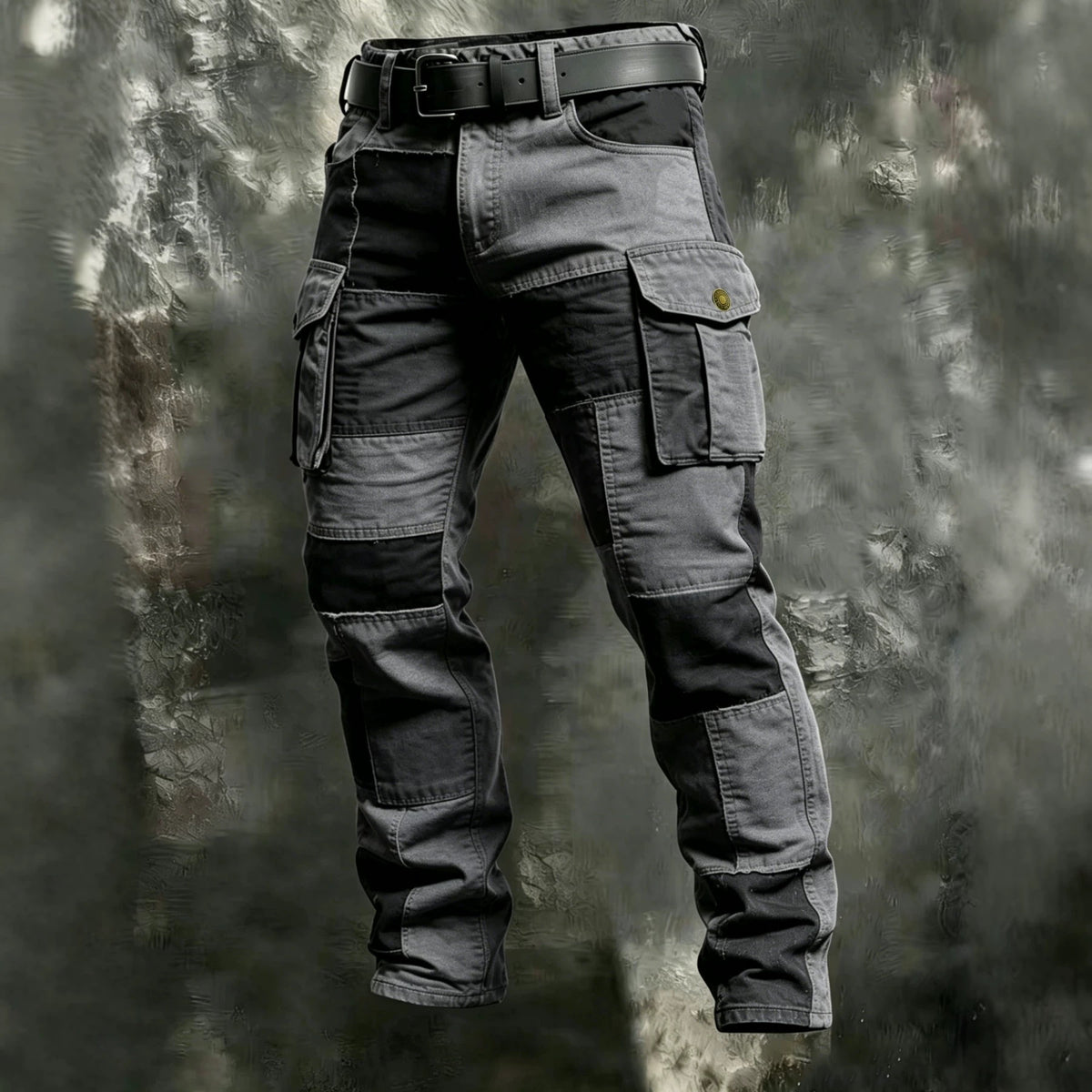 Men's 100% Cotton Color‐Block Tactical Multi‐Pocket Outdoor Cargo Pants