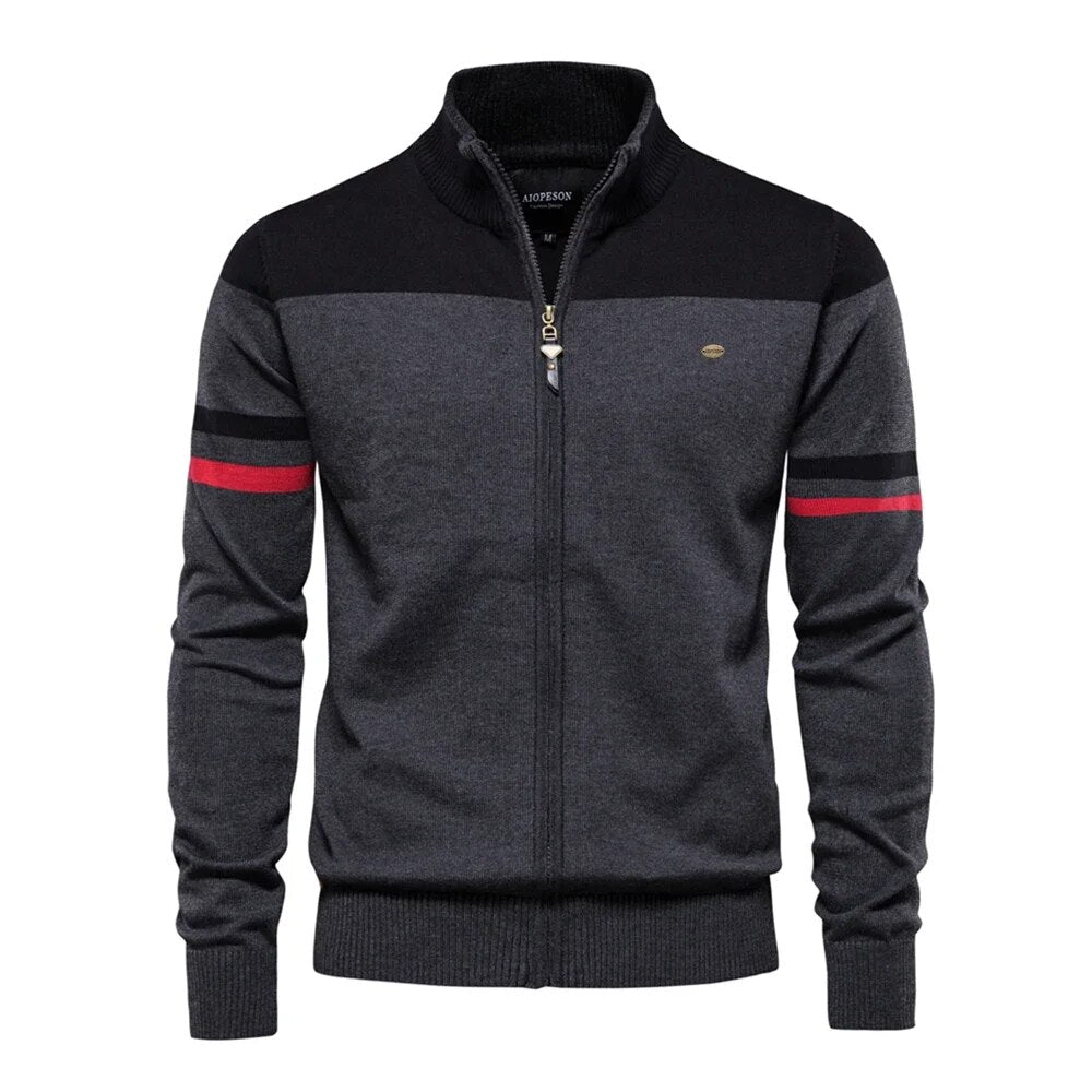 Men's 100% Cotton Zipper Cardigan Sweater