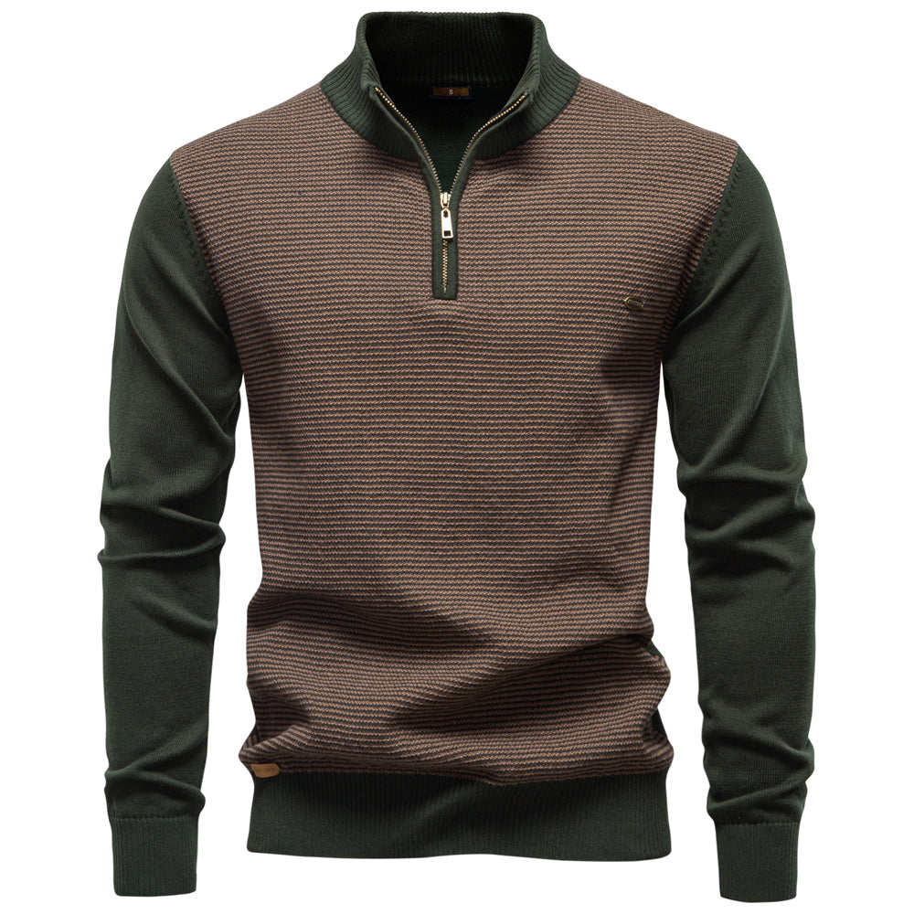 Men's Striped Luxury Cotton Knit Sweater