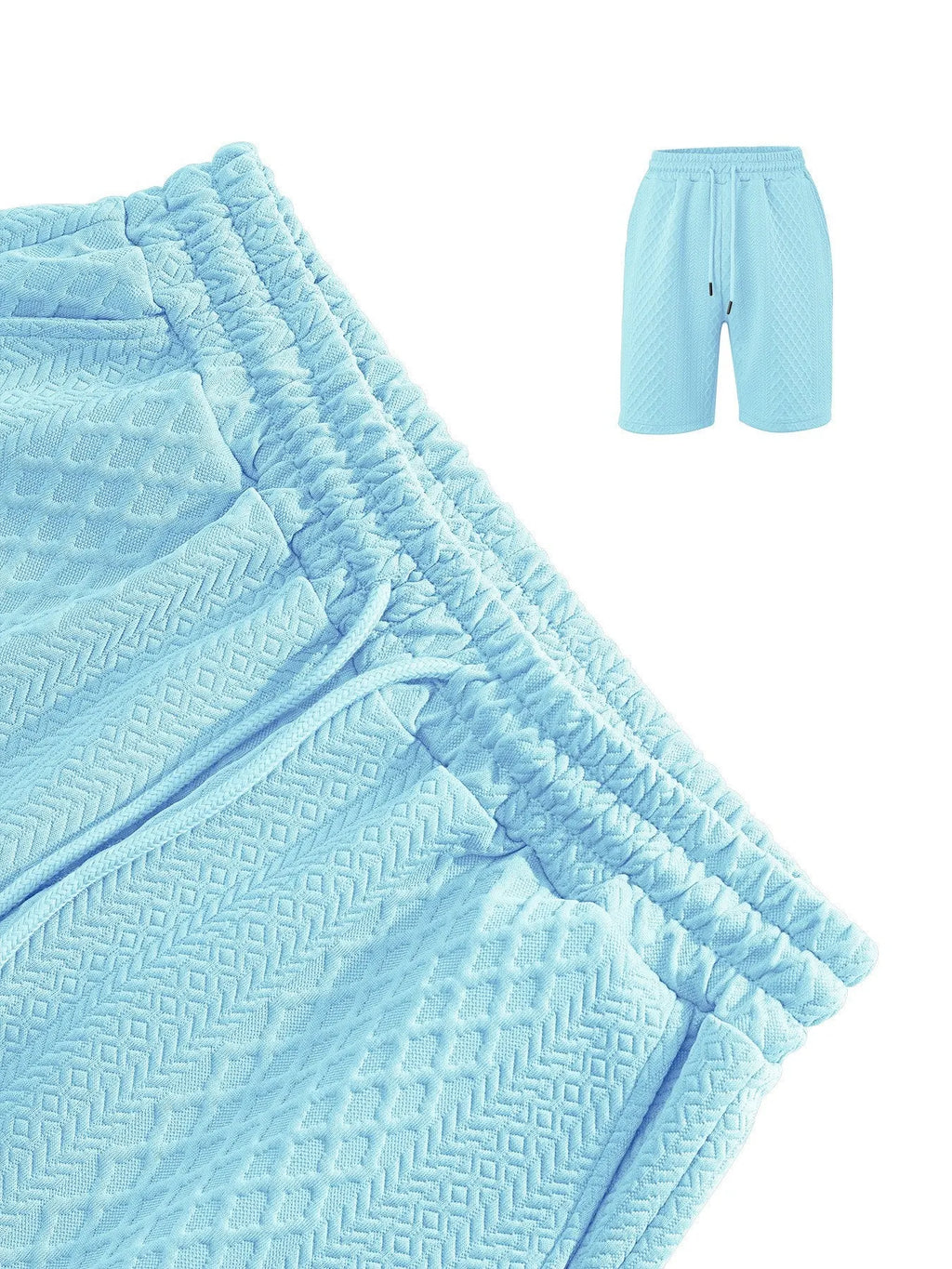 Textured Jacquard Polo Shirt and Shorts 2 Piece Set