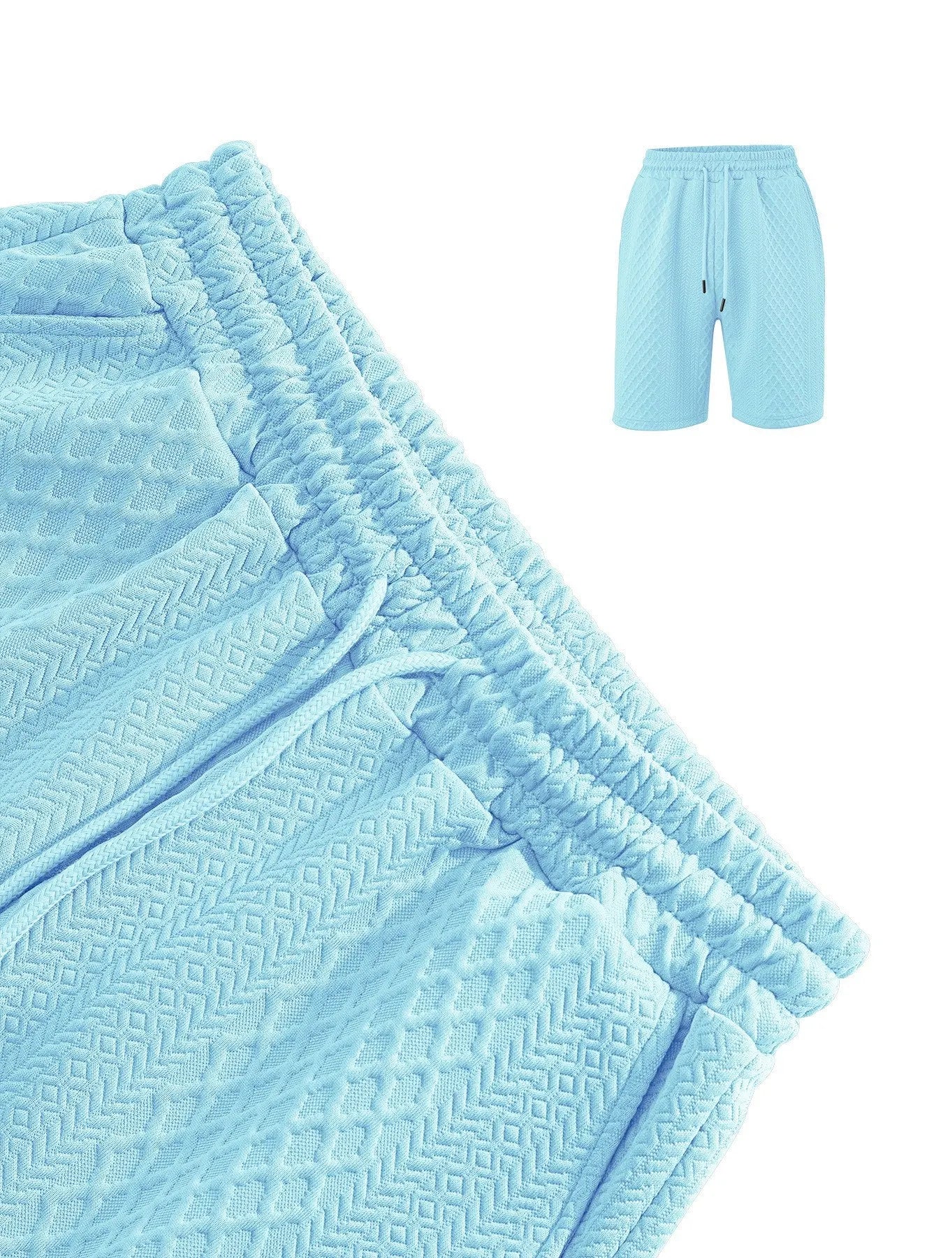Textured Jacquard Polo Shirt and Shorts 2 Piece Set