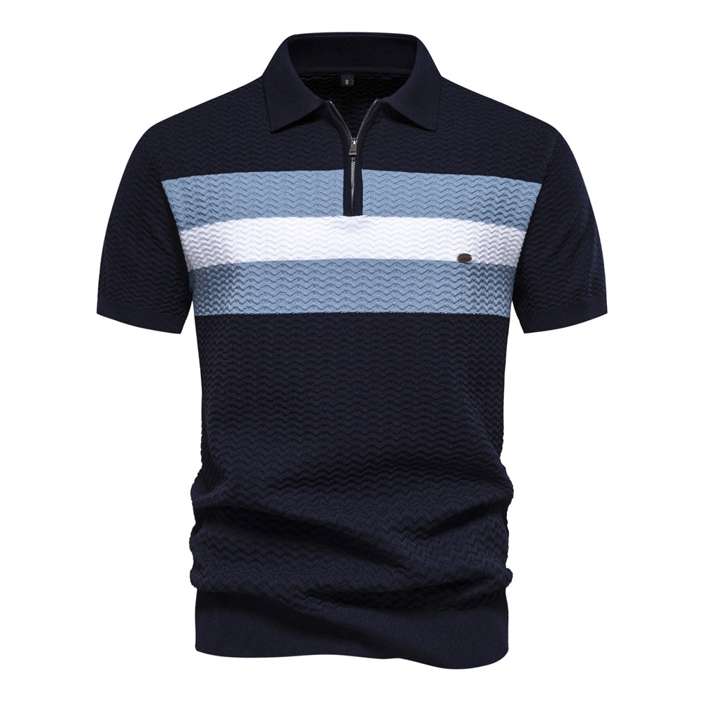 Men's Textured Rib Knit Polo Shirt