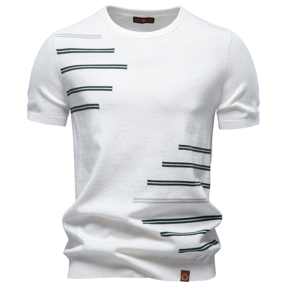 Modern Asymmetrical Stripe Knit Tee