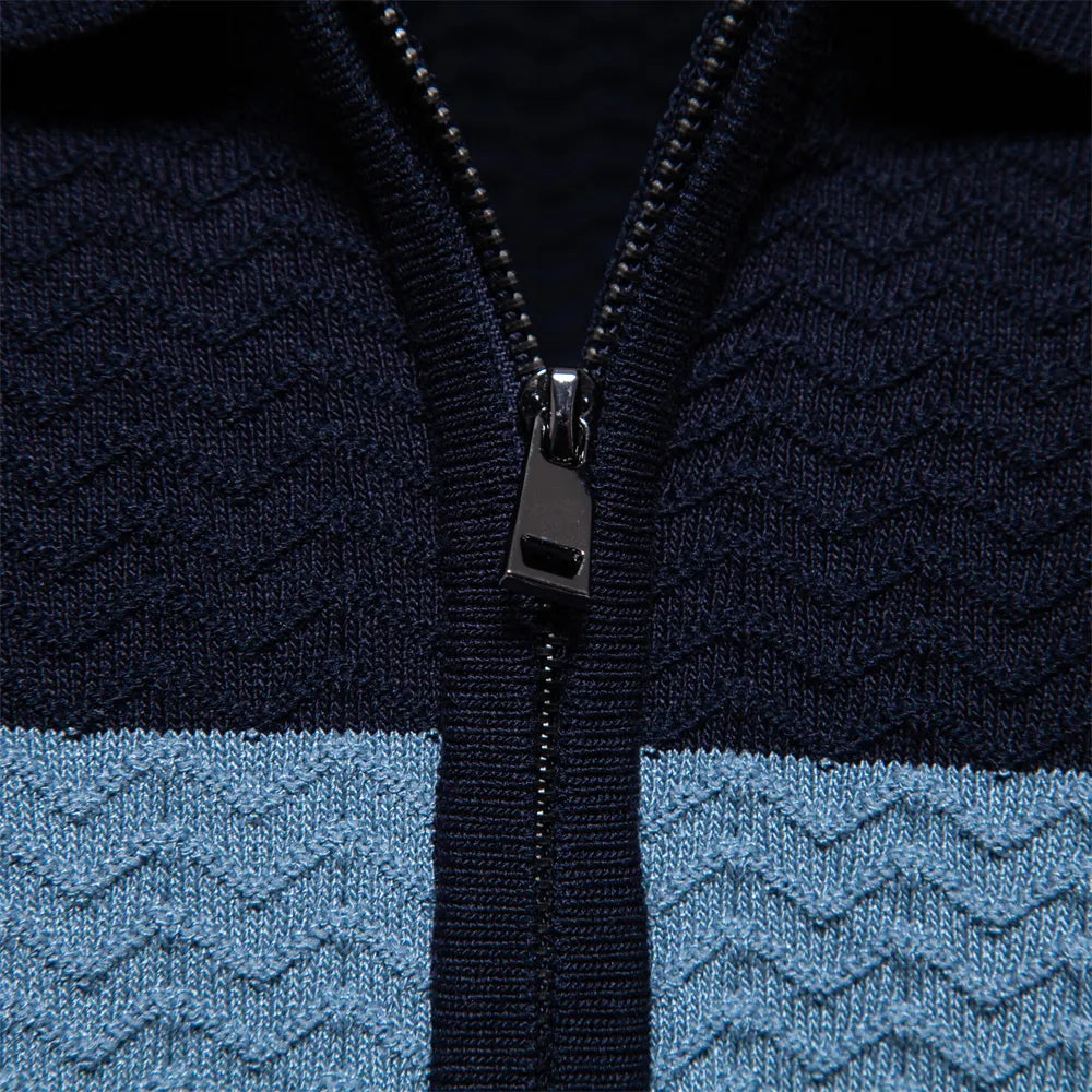 Men's Textured Rib Knit Polo Shirt