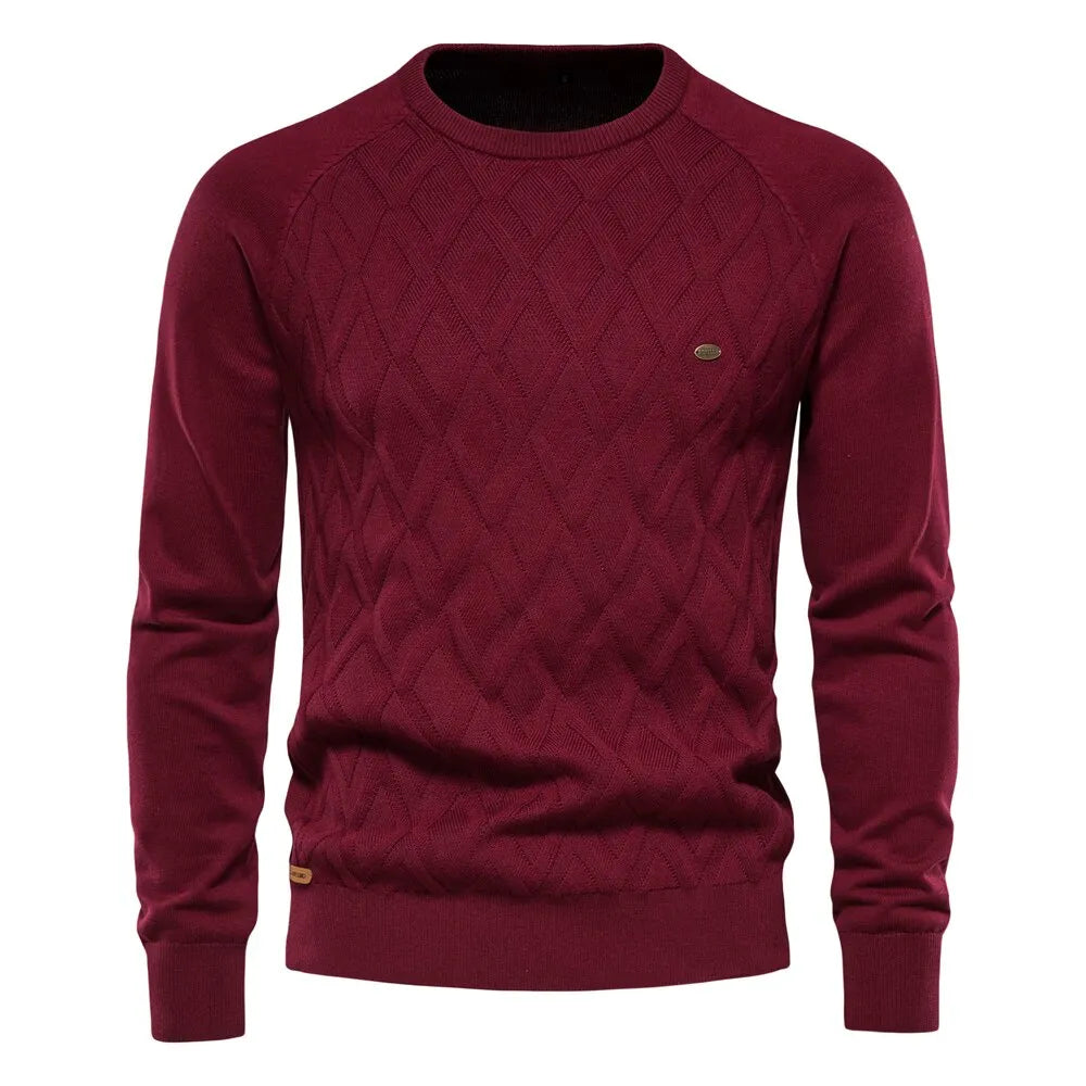 Men's Rhombus Solid Color Warm Sweater