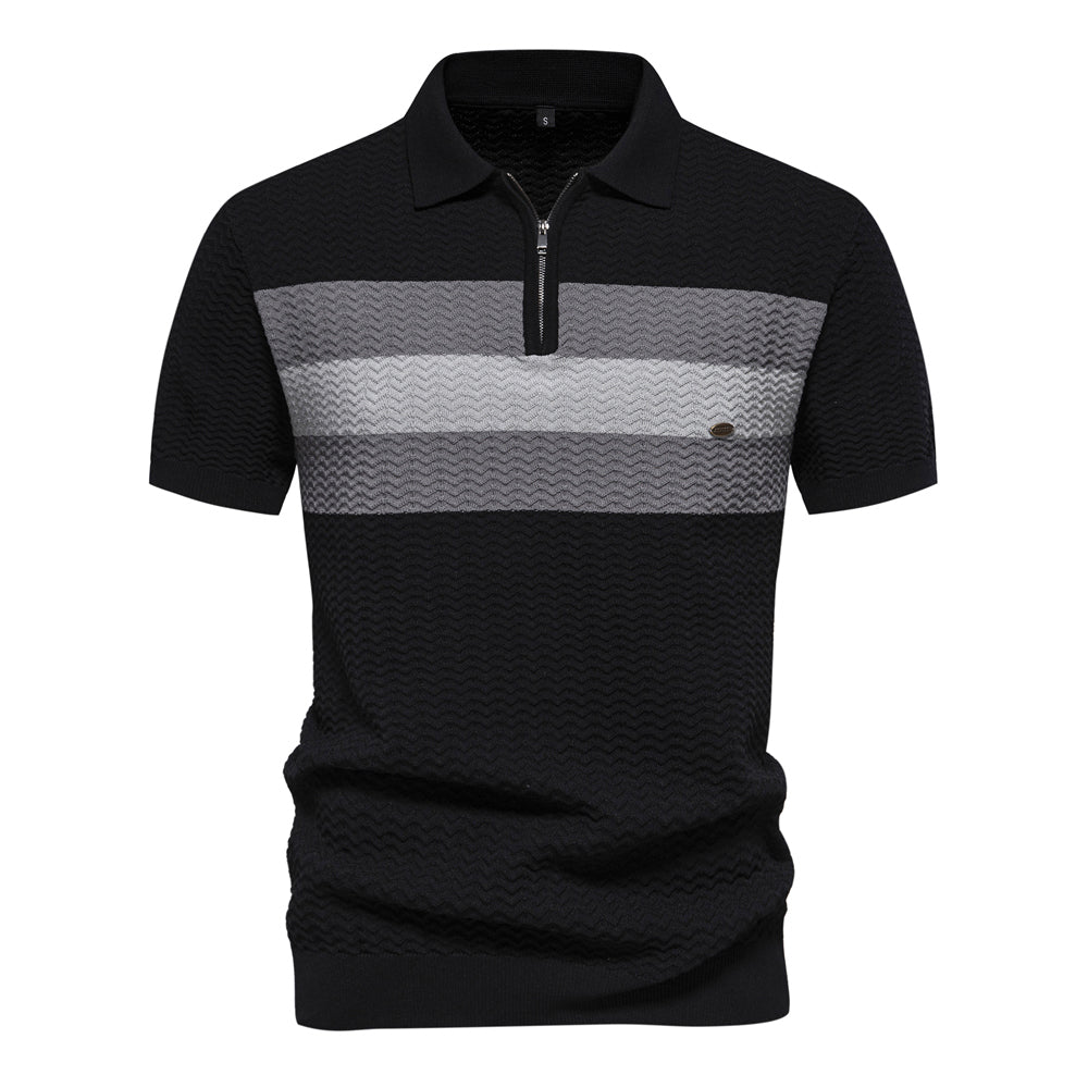 Men's Textured Rib Knit Polo Shirt
