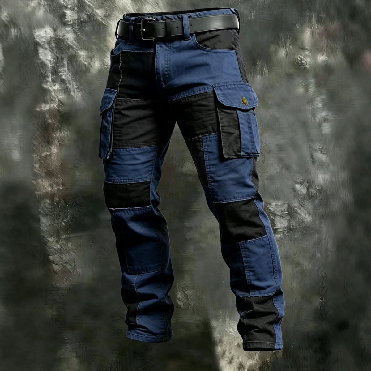 Men's 100% Cotton Color‐Block Tactical Multi‐Pocket Outdoor Cargo Pants