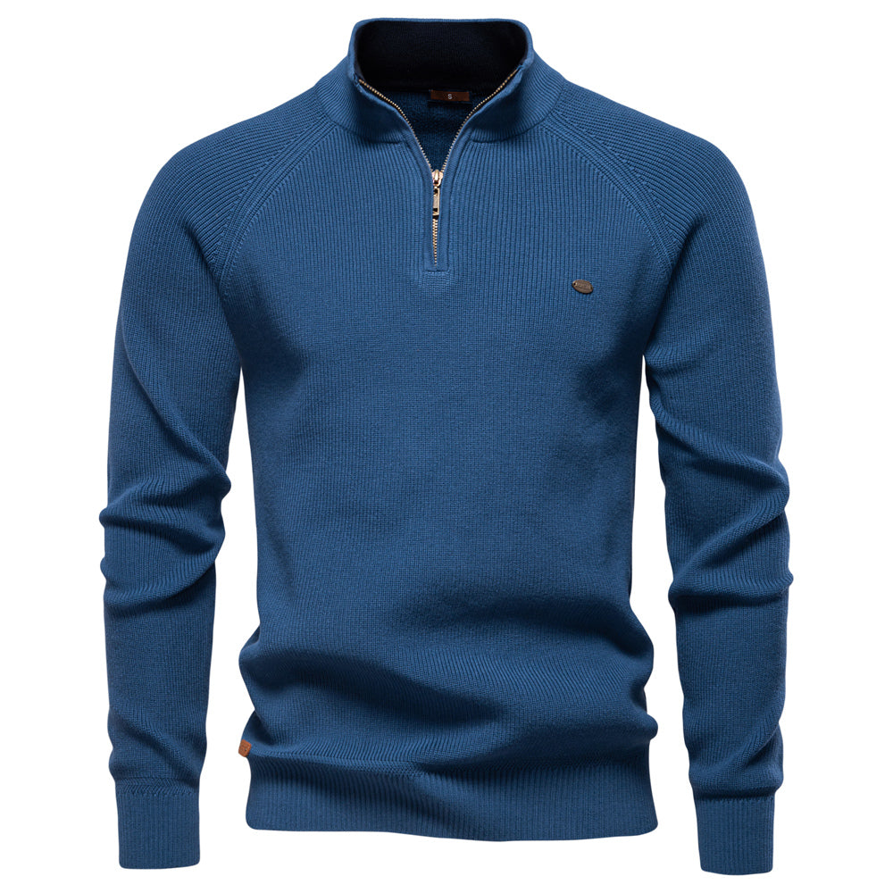 Men's Cotton Zipper Knit Sweater
