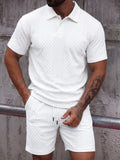 Textured Jacquard Polo Shirt and Shorts 2 Piece Set