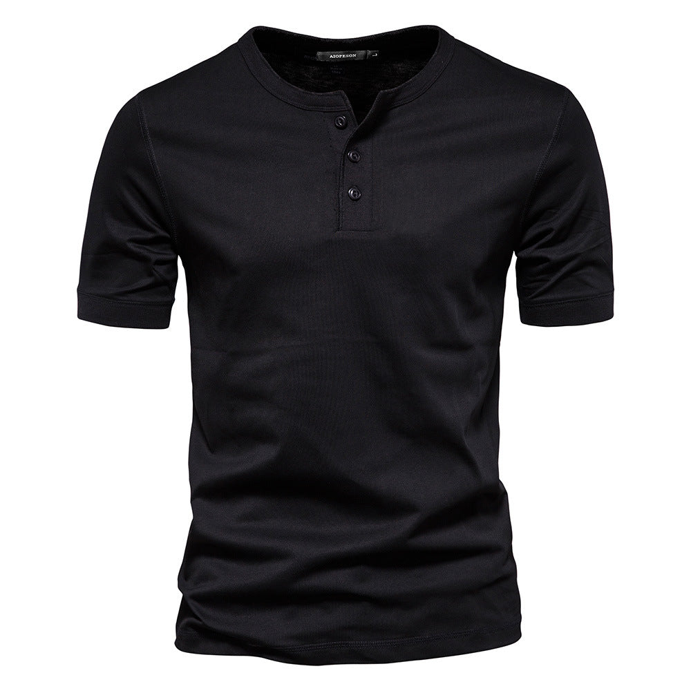 Mens Henley Short Sleeve Cotton Casual Shirt