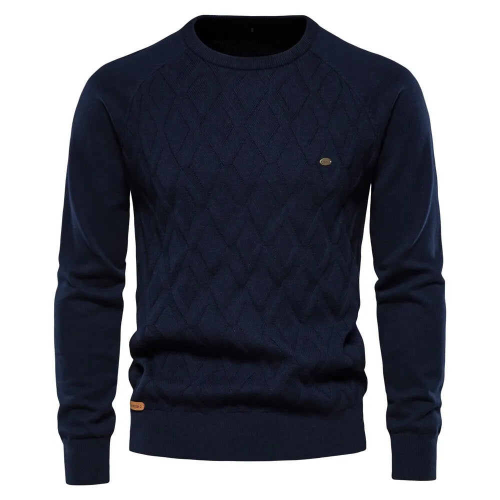 Men's Rhombus Solid Color Warm Sweater