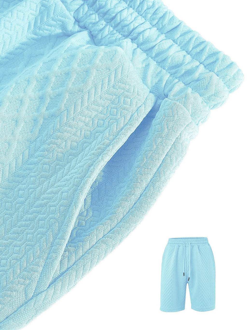 Textured Jacquard Polo Shirt and Shorts 2 Piece Set