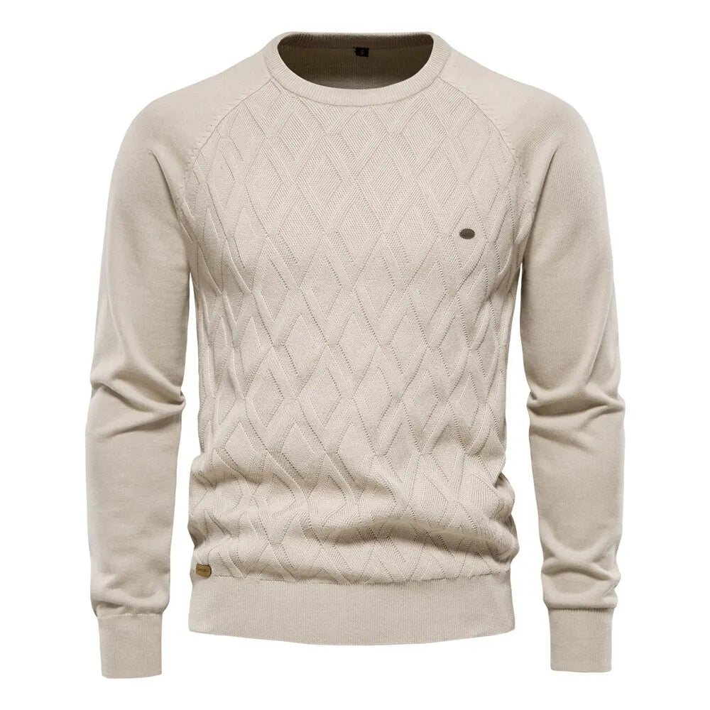 Men's Rhombus Solid Color Warm Sweater