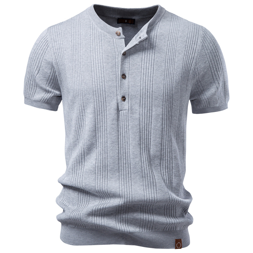 Men's Soft and Breathable Henley Collar T-shirt