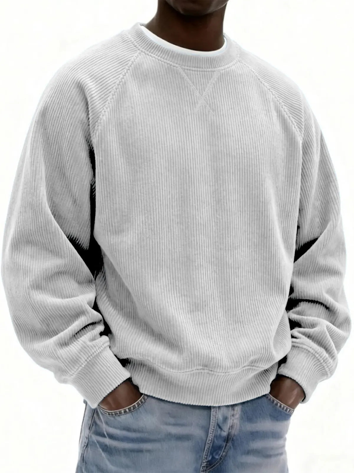 Men's Corduroy Casual Crew Neck Sweatshirt