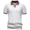 Casual Pure Cotton Color-block Polo Shirt