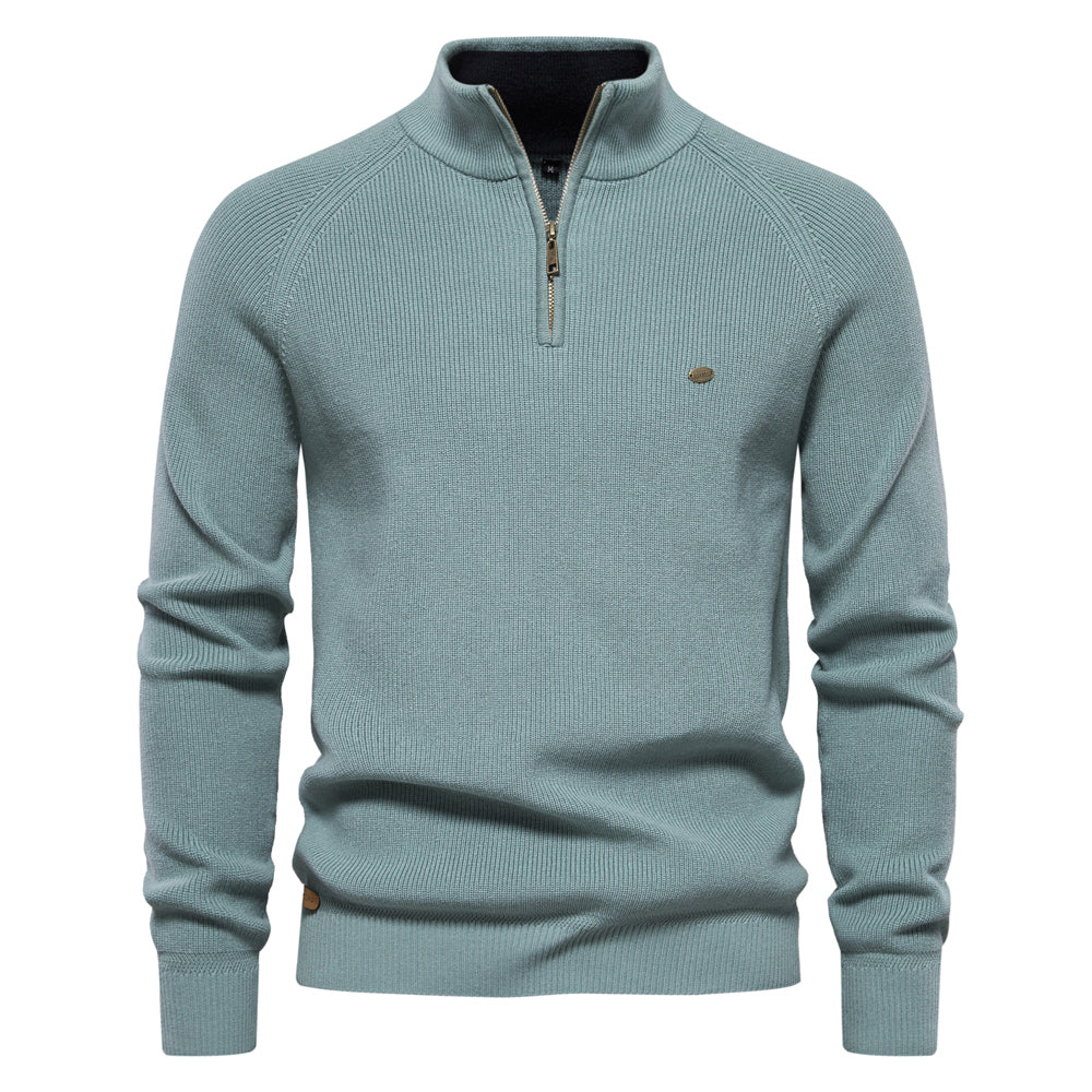 Men's Cotton Zipper Knit Sweater